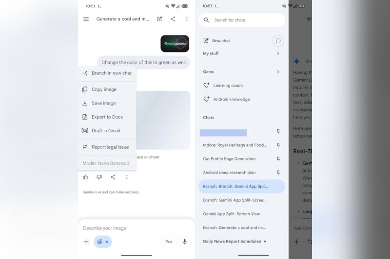 Google Gemini, ChatGPT gibi diyalogları bölme özelliğini başlatacak