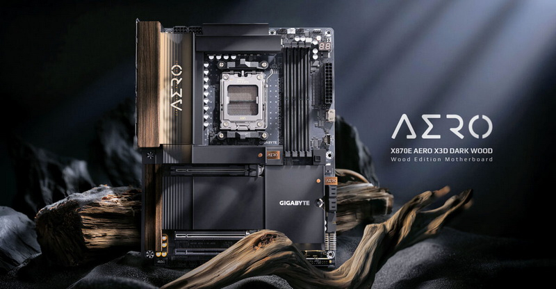 Gigabyte, karanlık ağaç hatırlatan bir tasarımla X870E Aero X3D Dark Wood kartını tanıttı