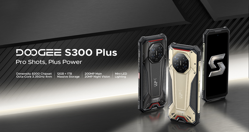 Doogee S300 Plus – Dimensity 8300 tabanlı güvenilir bir telefon, 1 TB hafıza ve ayarlanabilir Mini‑LED arka aydınlatma ile donatılmıştır