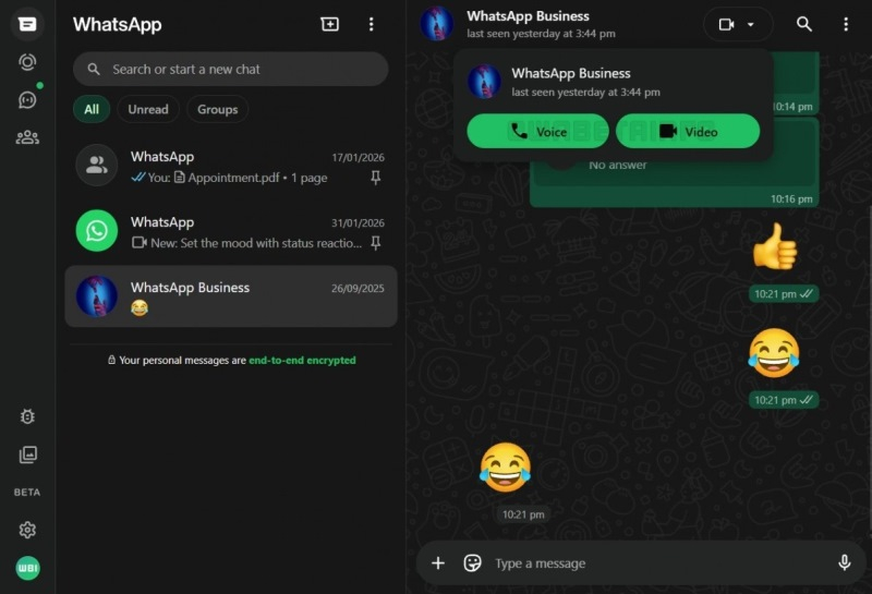 WhatsApp web sürümleri, başlatılmasından 11 yıl sonra sesli ve video aramaları yapmaya izin verecek.