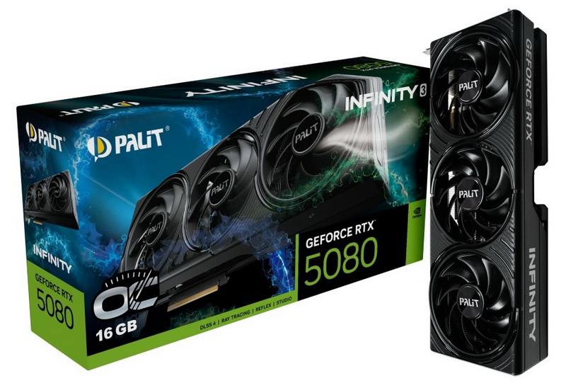 Palit, RGB aydınlatma olmadan hem hızlandırılmış sürümde hem de olmayan sürümde GeForce RTX 5080 Infinity 3’ü tanıttı.